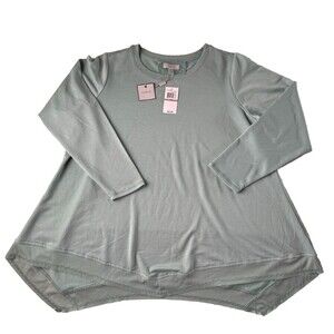 Cupio Long Sleeve Asymmetrical Hem 1X Mint Green NWT